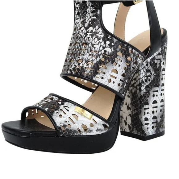Calvin Klein Black and White Snake Platform Pump Formal Shoes 7 - Picture 9 of 14